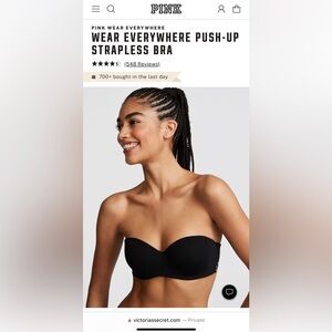 Victoria’s Secrer PINK WEAR EVERYWHERE PUSH-UP STRAPLESS BRA - 34B
